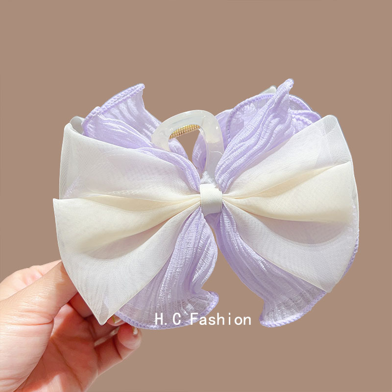 French-style bow, large hair clip, high-end female feel, back head updo, grappling clip, fresh and cute shark clip hair accessory Specification drawing