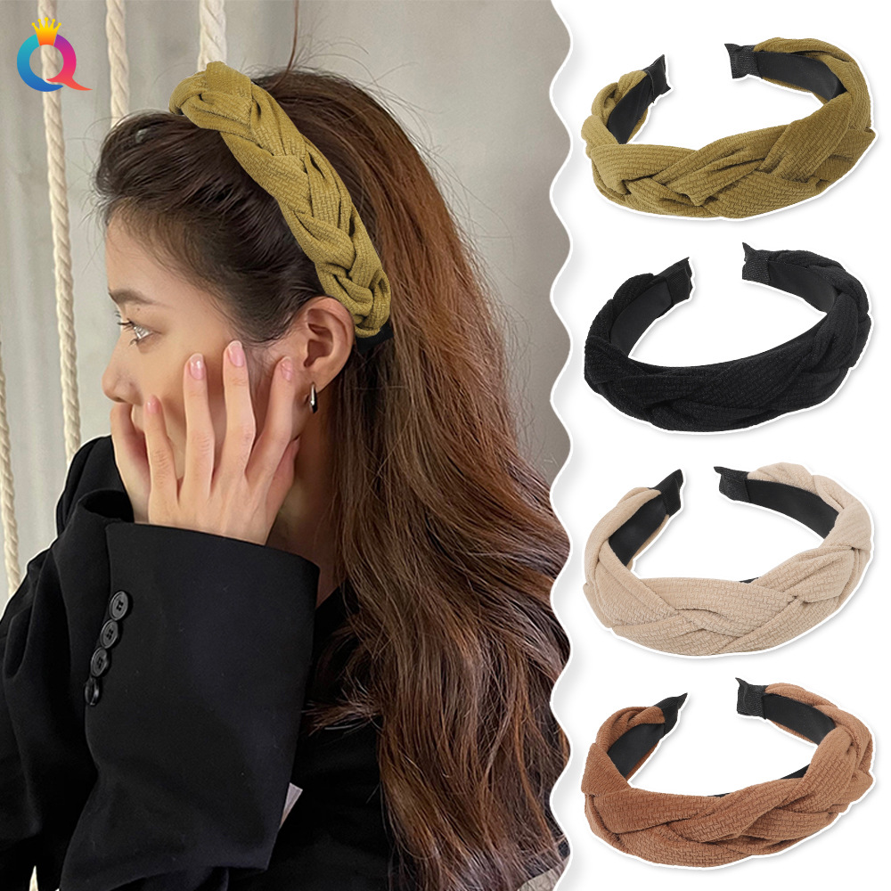 Qiyue Cross-border Autumn and Winter Velvet Twist High Top hairband for Women, Korean-style facial cleansing headband, hair hole hair accessories wholesale details Picture