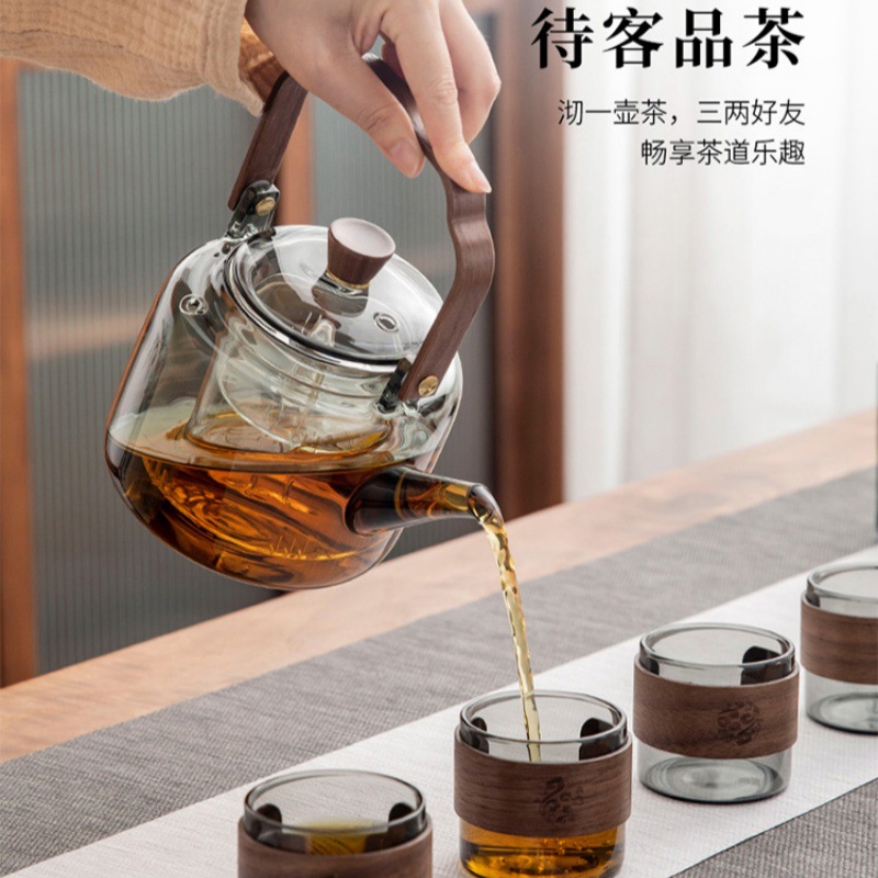High borosilicate glass handle teapot, electric ceramic stove, heating glass teapot, household large glass steaming and boiling teapot, brewing teapot details Picture