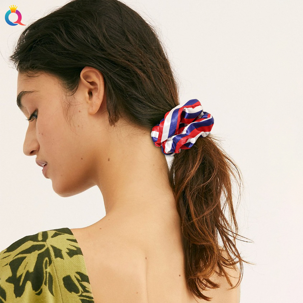 Qiyue European and American printed pattern Ding zipper Large Intestine Hair band Cross-border e-commerce Amazon zipper hair band wholesale details Picture