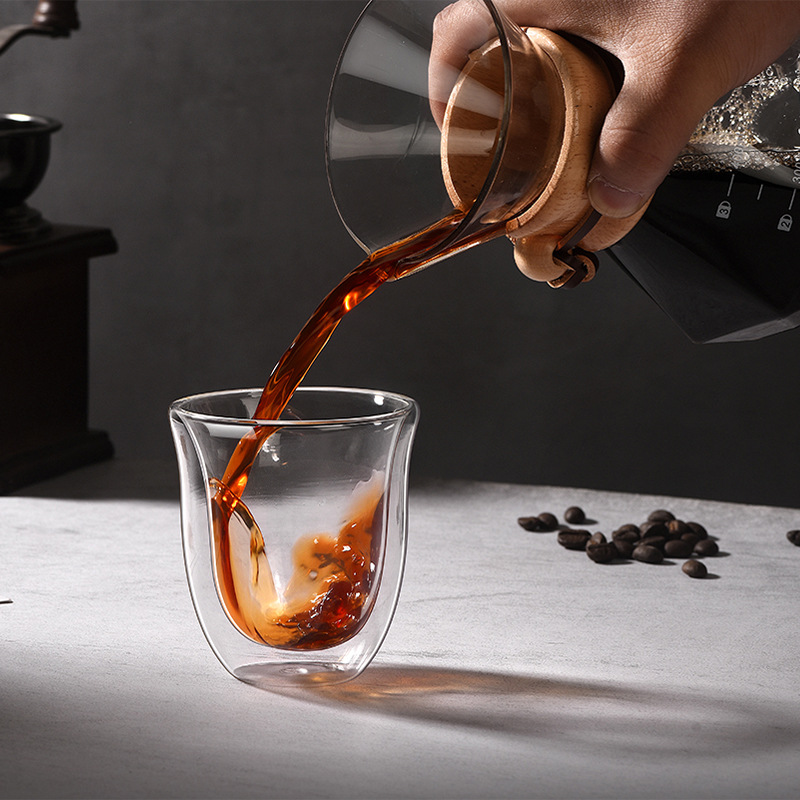 Heat-resistant double-layered coffee cups, household glass water cups, double-layered insulated Espresso coffee cups details Picture