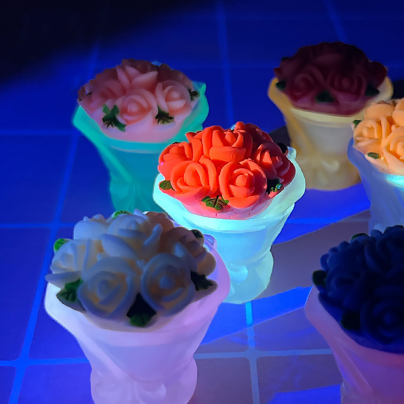 Luminous flower bouquets, resin accessories, DIY resin resin jewelry accessories, children's toys, simulated rose micro-landscape ornaments details Picture