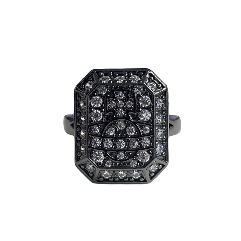 Dark style Saturn micro-inlaid personalized open ring for women on Instagram, cold style, niche hot girl, sweet and cool fashion index finger ring Item Picture