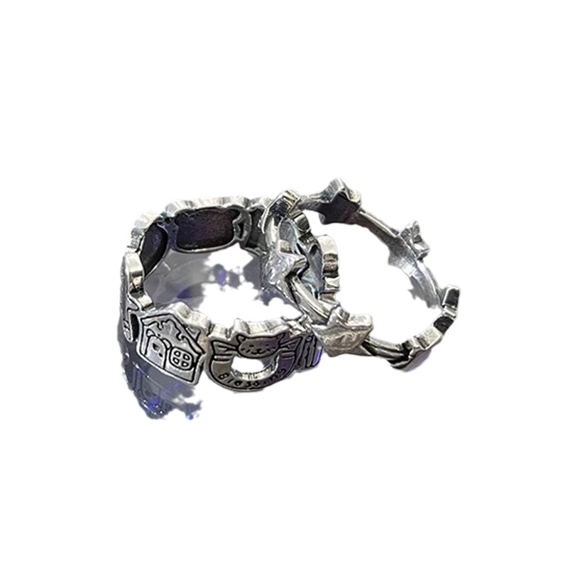 Retro, unique and simple cartoon bear rabbit star opening ring, cute index finger ring for women on Instagram, trendy and cool Item Picture
