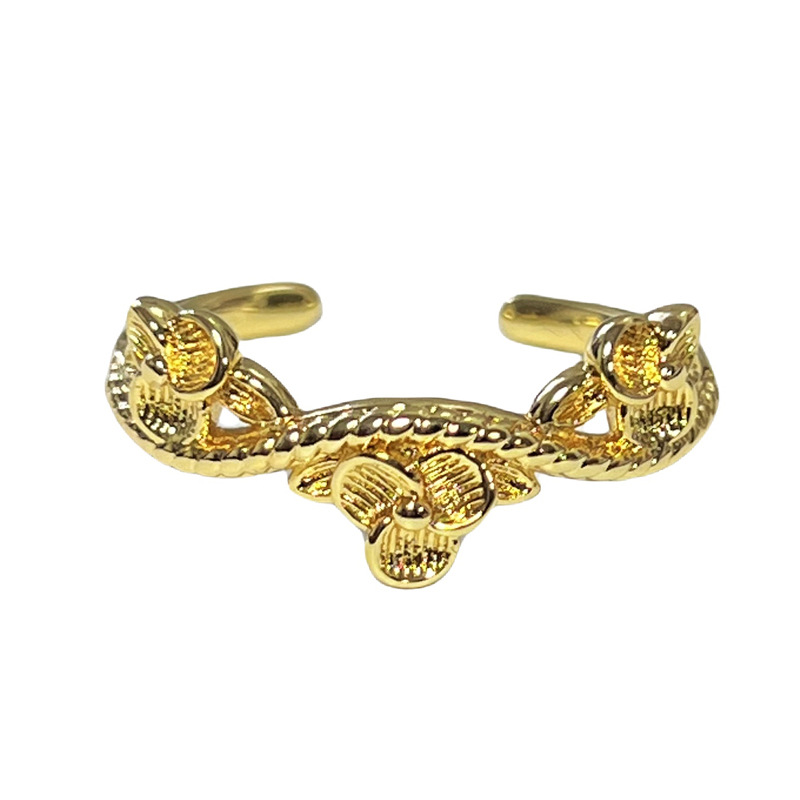 New Chinese-style simple flower bow exquisite open ring for women, a unique rose sweet and cool fashionable ring Item Picture