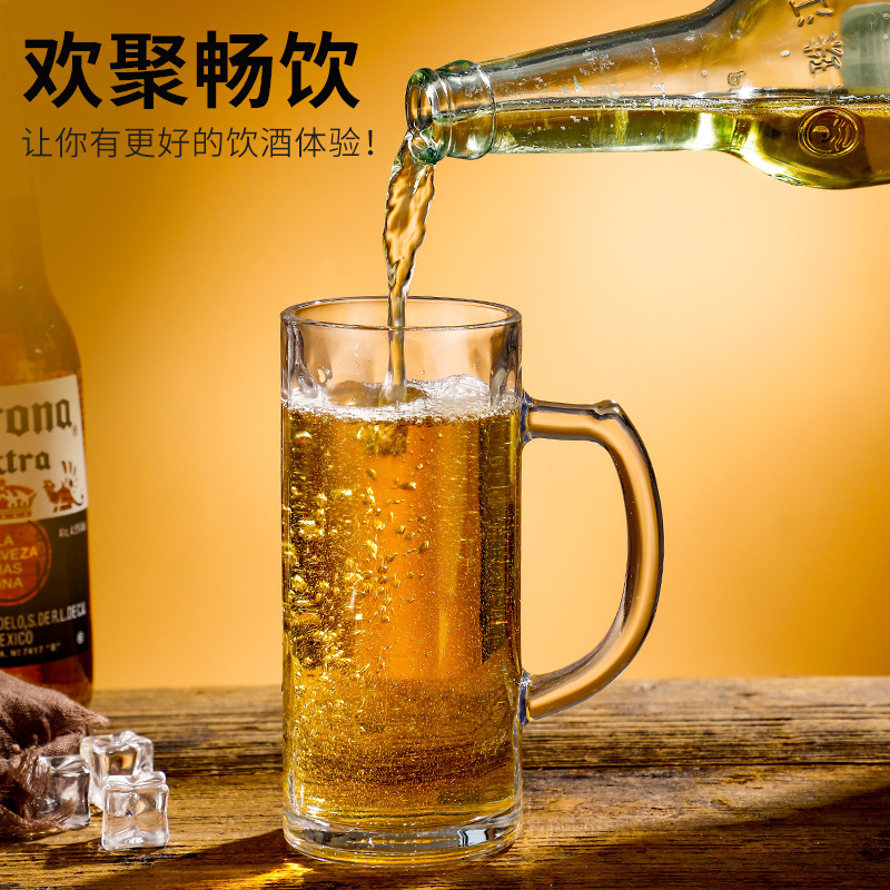Green apple glass handle cups, beer mugs, draft beer cups, juice cups, beverage cups, water cups, glass cups wholesale with logo printing full figure