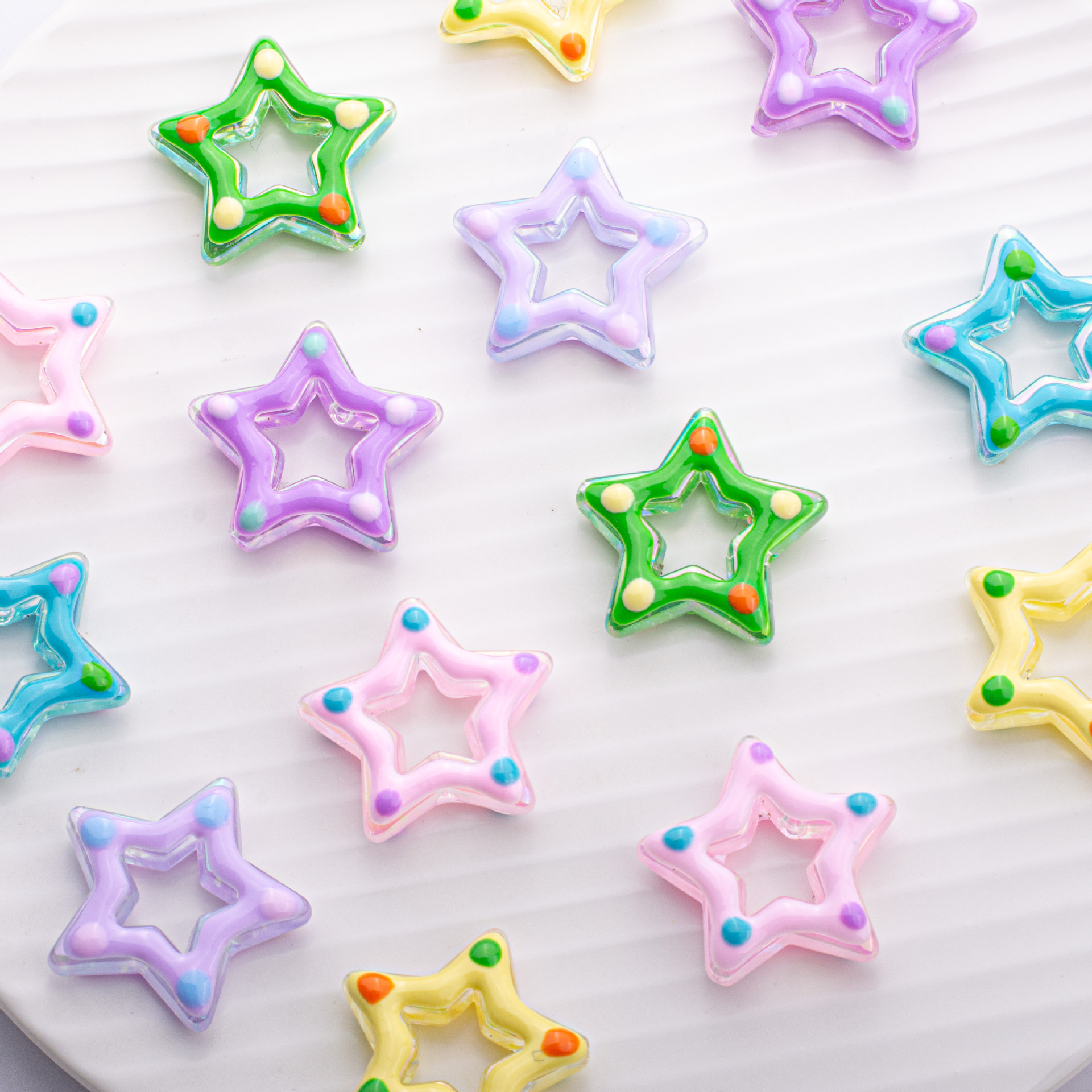 Hand-painted five-pointed star beads, diy jewelry accessories, pen strings, mobile phone chains, car hangers, bags, handcrafted accessories, scattered beads full figure