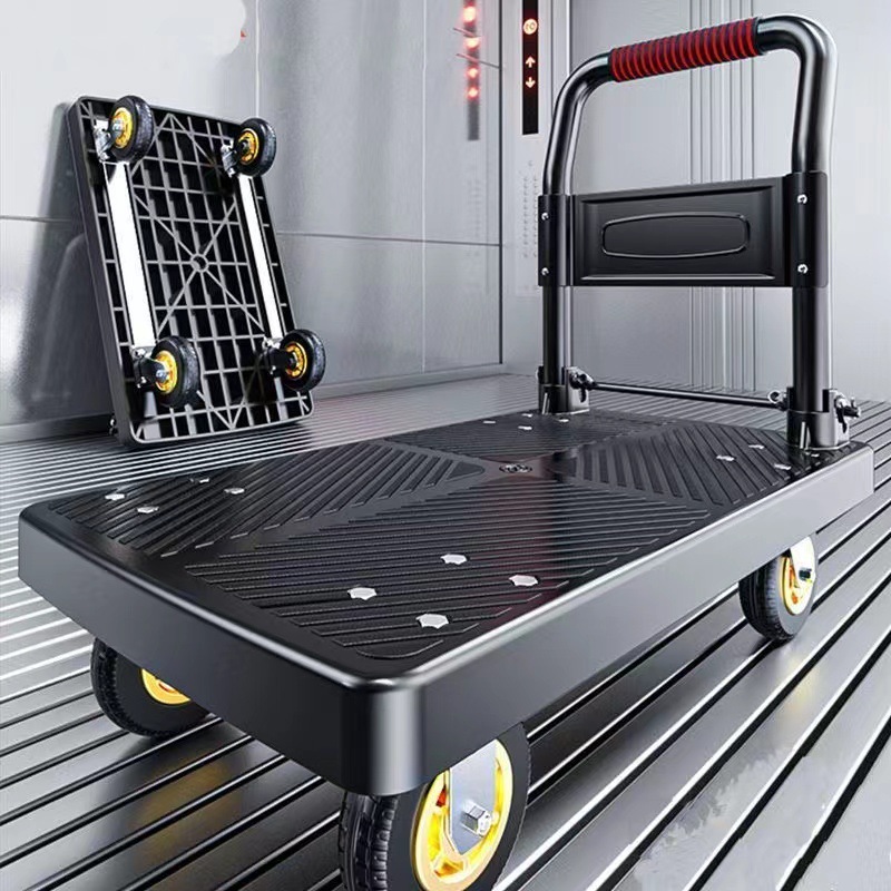 【 Factory Direct Sales 】 Small carts, four-wheel flatbed carts, push carts, handling carts, folding hand carts, express delivery trailers details Picture
