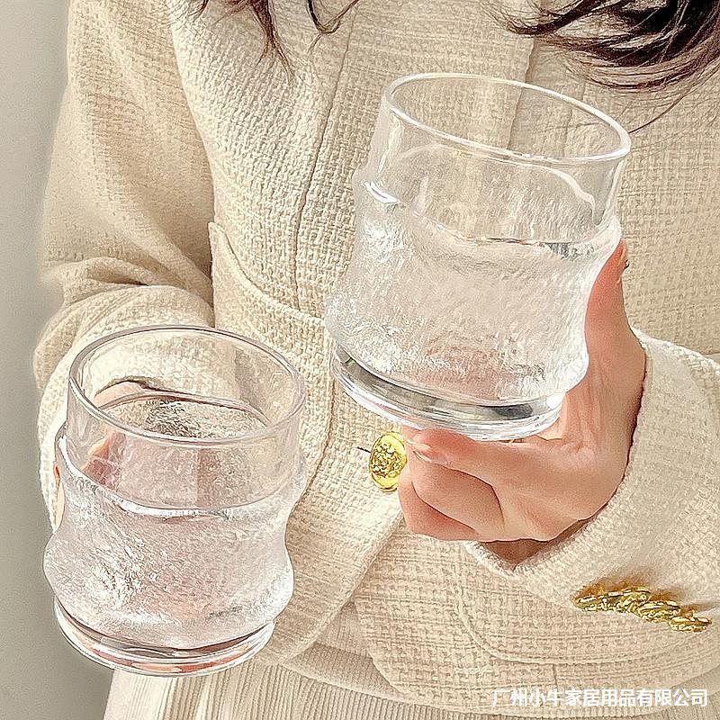 Household glacier hammer-patterned glass cups, ice-hanging cups, ice-sensing AmericAn-American coffee cups, milk glass cups, beer and whisky cups full figure