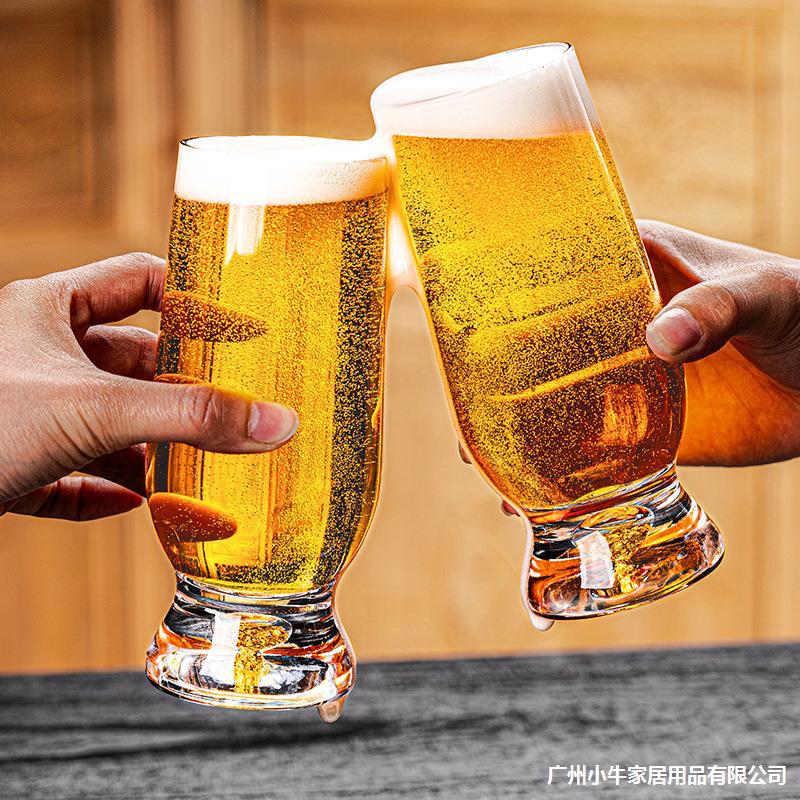 High-end glass beer mugs, home craft wheat draft beer cups, hotel ktv light luxury gold foil cold drink cups Specification drawing