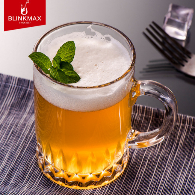Lizun Beer handle cup, transparent gift glass water cup, bar juice drink cup, large capacity details Picture