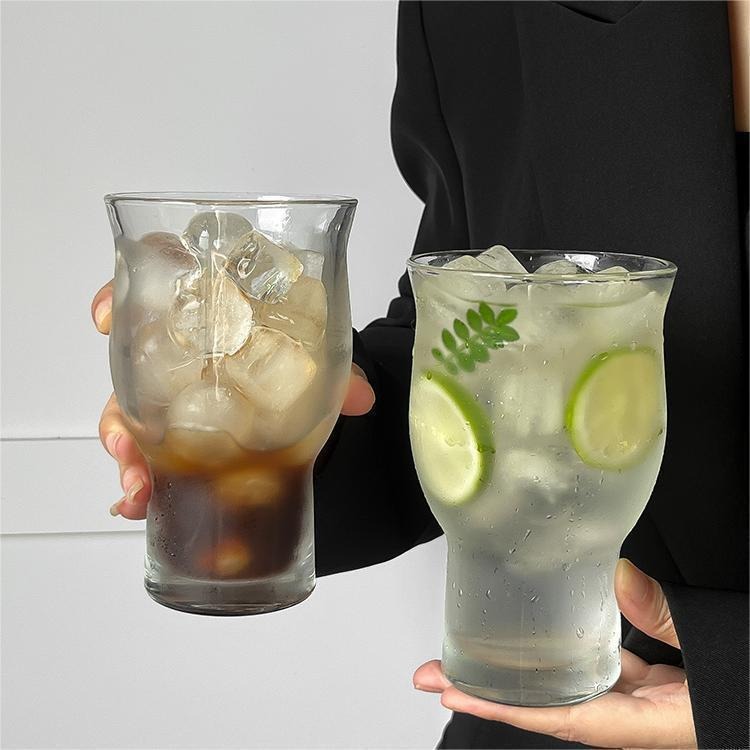 Large-capacity transparent wide-mouthed glass cups, iced Americano coffee cups, summer juice cold drink water cups, beer mugs, fruit tea cups details Picture