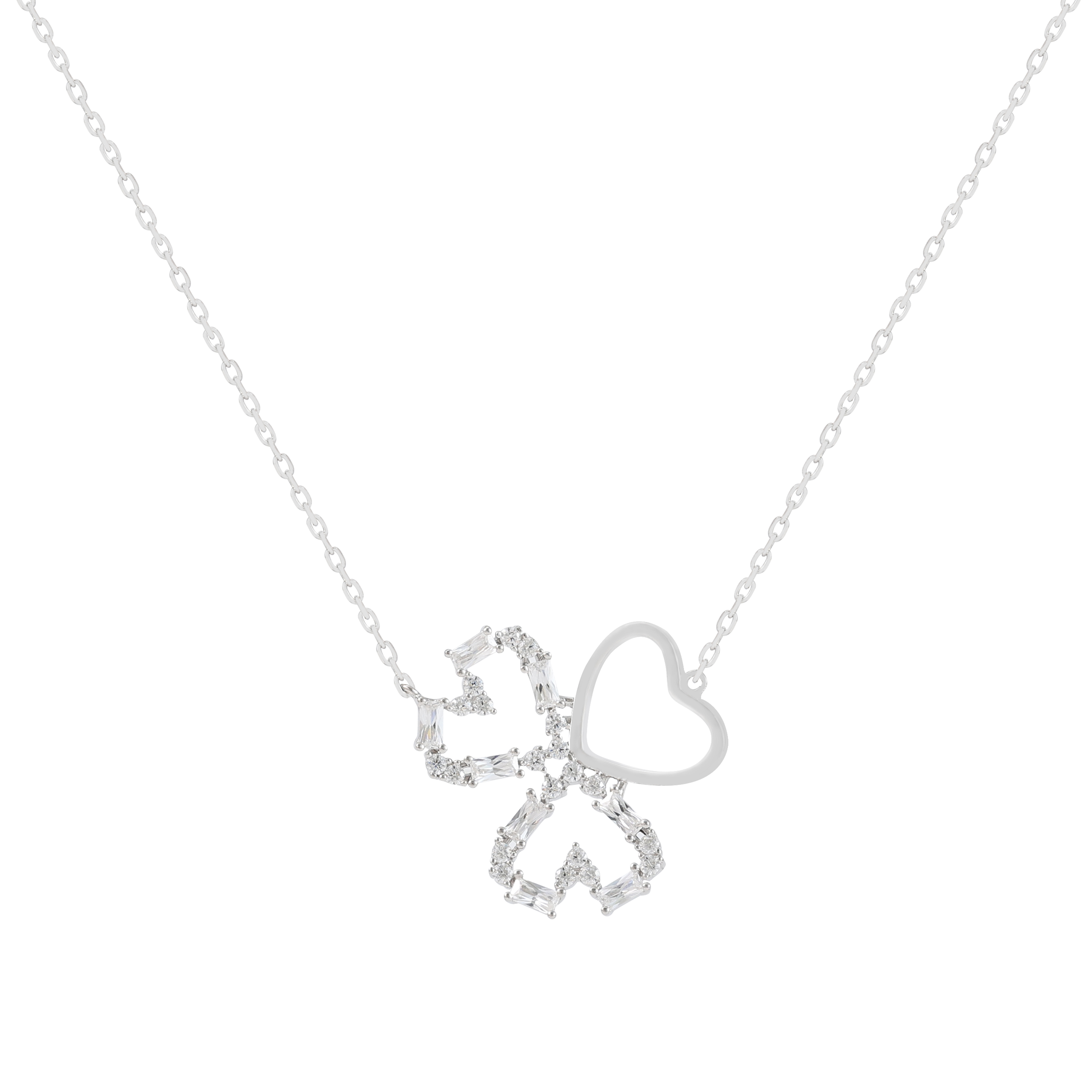 2024新款真金电镀爱心花朵锁骨链项链女微镶满钻ins甜美气质项饰