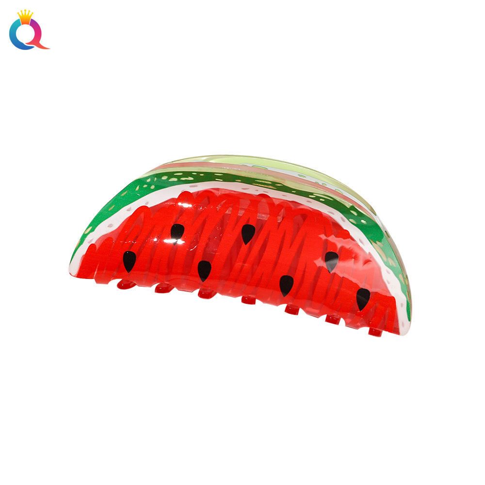 Qiyue acrylic hair clips, hand-painted graffiti, fruit grabbers, high-end updo, shark clips, hair accessories and headwear wholesale Item Picture