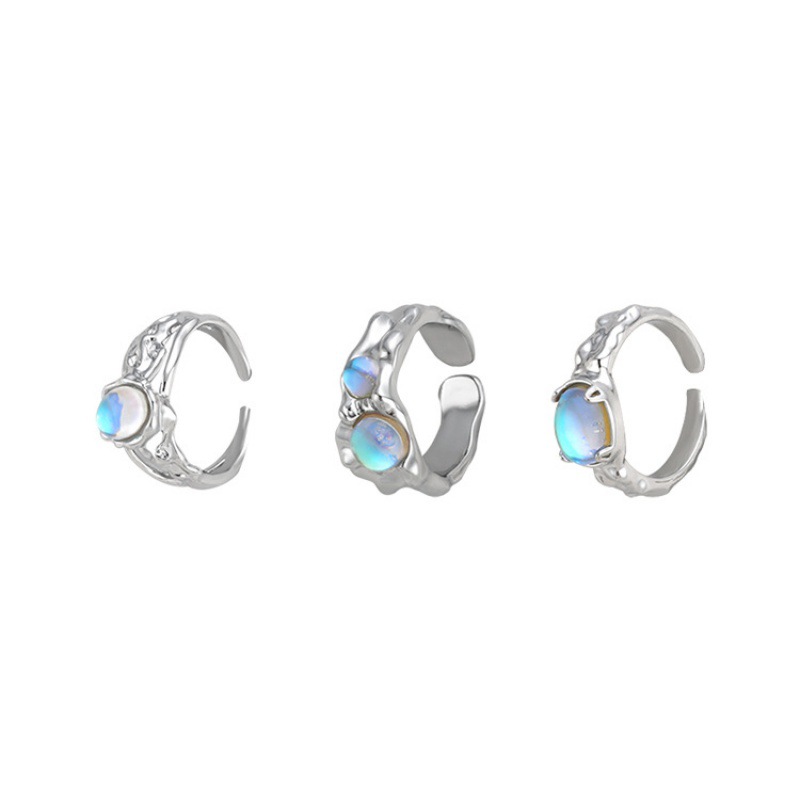 Opal Moonlight Lava Zircon couple Open Ring, a niche design for women's Instagram index finger ring, a high-end ring trend Item Picture