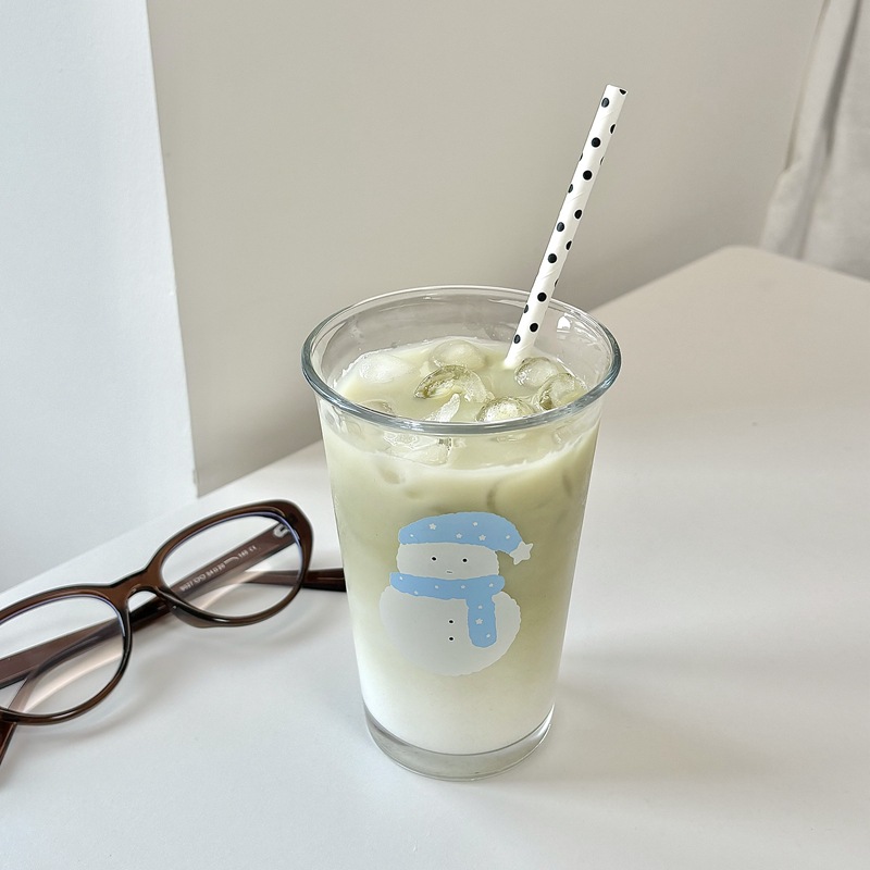 Homemade Christmas snowman glass cups, cold brew coffee cups, water cups, glass cups, milk cups, couple cups, breakfast cups details Picture