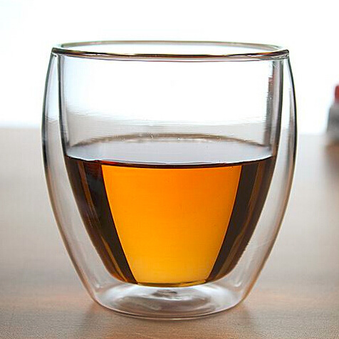 Double-layer coffee cup, egg-shaped transparent glass cup, 250ml heat-resistant high borosilicate glass water cup, cross-border household cup details Picture