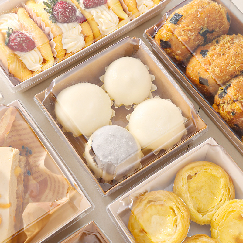 Sandwich packaging box, egg yolk pastry, snow cream, paper box packaging, meat floss, small shell, tiramisu cake, baking box Specification drawing