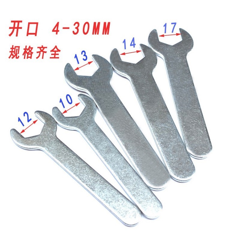 Open-end wrench: 4-30mm single-head open-end wrench, small wrench for stamping iron sheet, disposable wrench, simple fixed wrench Specification drawing