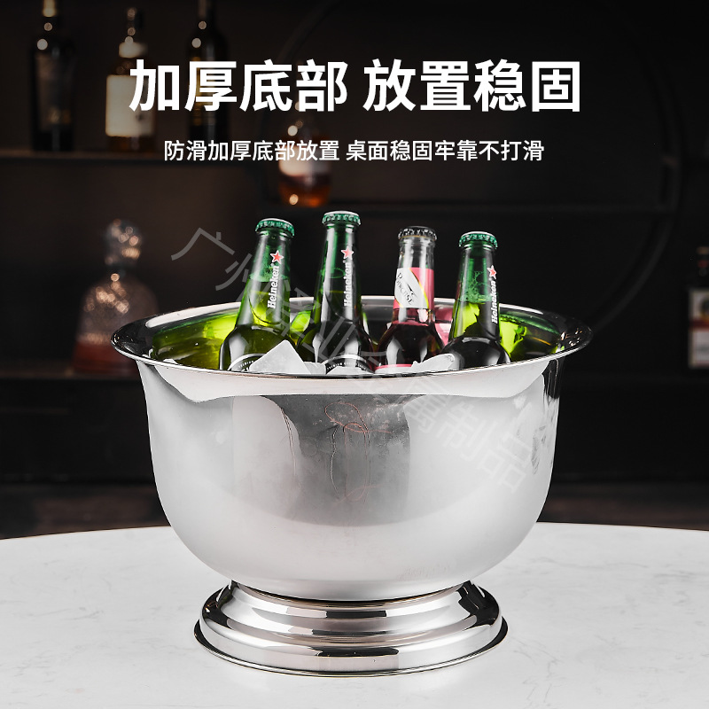 Stainless steel buckets, commercial ice cubes, large-capacity champagne, chilled beer, wine buckets, multi-bottle champagne basins for parties Application Scenario