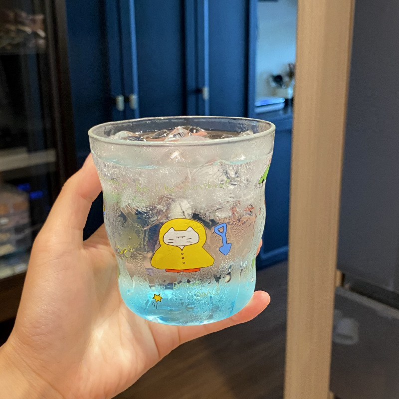 Homemade niche Instagram dozing cat irregular coffee cup, high borosilicate glass water cup, heat-resistant 325ml full figure