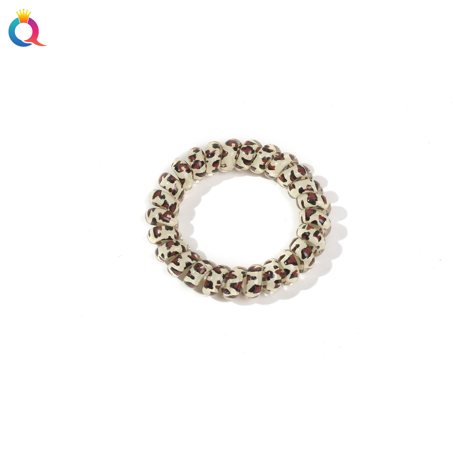 Qiyue Cross-border leopard Print telephone line hair tie, women's hair tie, high elasticity rubber band at the back of the head, hair tie and hair accessory wholesale Item Picture