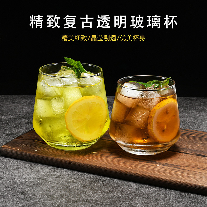 Household transparent juice glass cups, popular beverage cups, beer mugs, heat-resistant water cups, tea cups, milk breakfast cups, big bellies full figure