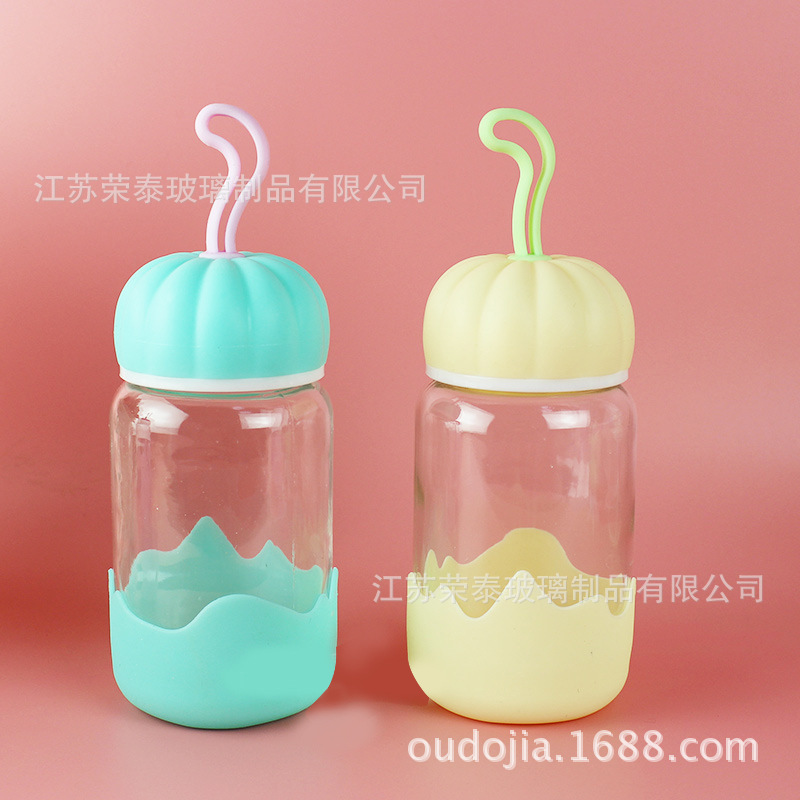 Pumpkin water cup, portable, creative and cute glass cup, children's gift cup, tea brewing cup, penguin cup, gift advertising cup Specification drawing