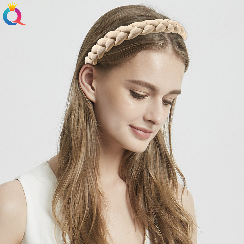 Qiyue's new spring braided hairband with teeth, simple and anti-slip, hand-woven braided headband, versatile hairpin Specification drawing