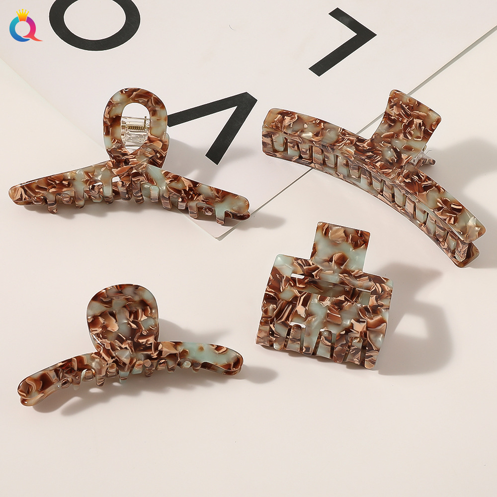 Qiyue Korean-style acetic acid hair clips, hair curls, hair clamps, hair accessories, ins high-end black and white clips, hair accessories, hair clips wholesale full figure