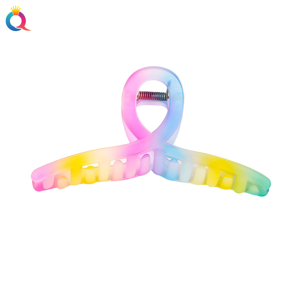 Qiyue Shark Clip, large scratch-off clip, gradient candy-colored square clip, high-end hairpin, women's dopamine hair accessory Item Picture