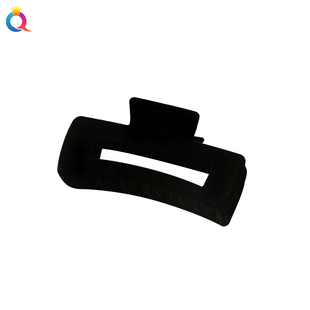 Qiyue Cross-border Autumn and Winter flocking hair clips, black large grappling clips, high-end shark clips, children's hair grappling accessories wholesale Item Picture