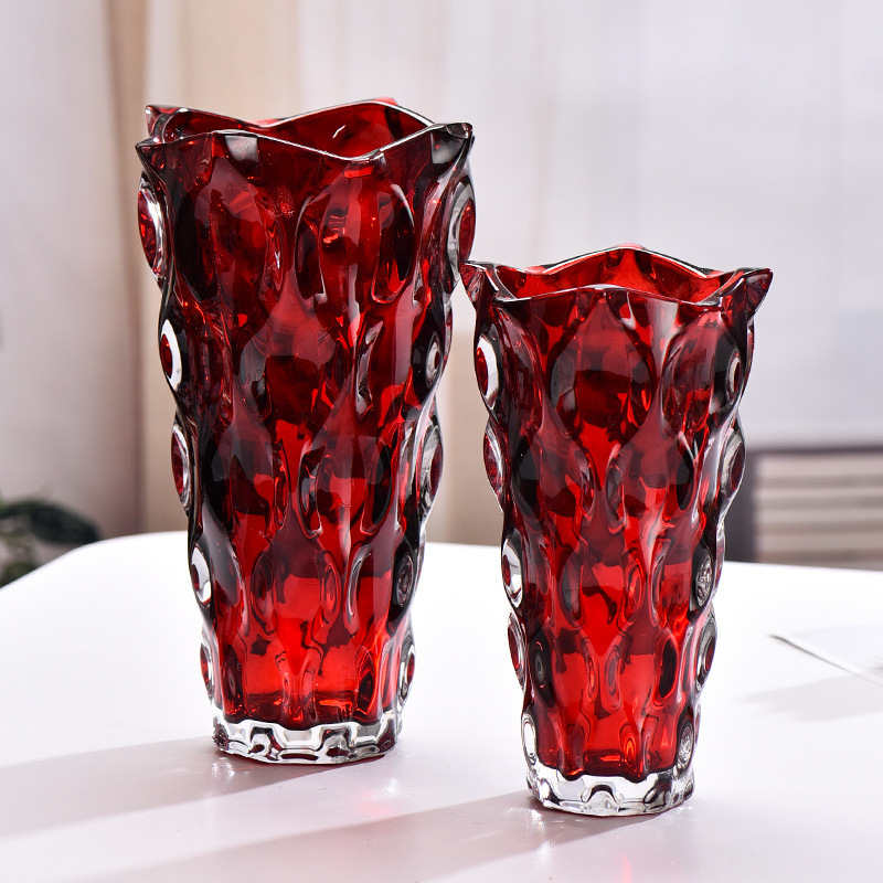 Bohemian minimalist transparent glass vase, high-end home hydroponic vase, ins style, high-appearance-level decorative item Specification drawing
