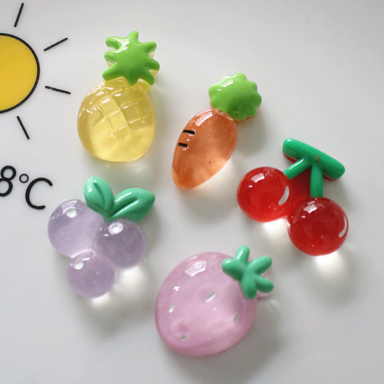 Transparent fruit resin accessories, cherry and strawberry diy hair accessories, hair clip materials, children's rings, handcrafted materials details Picture