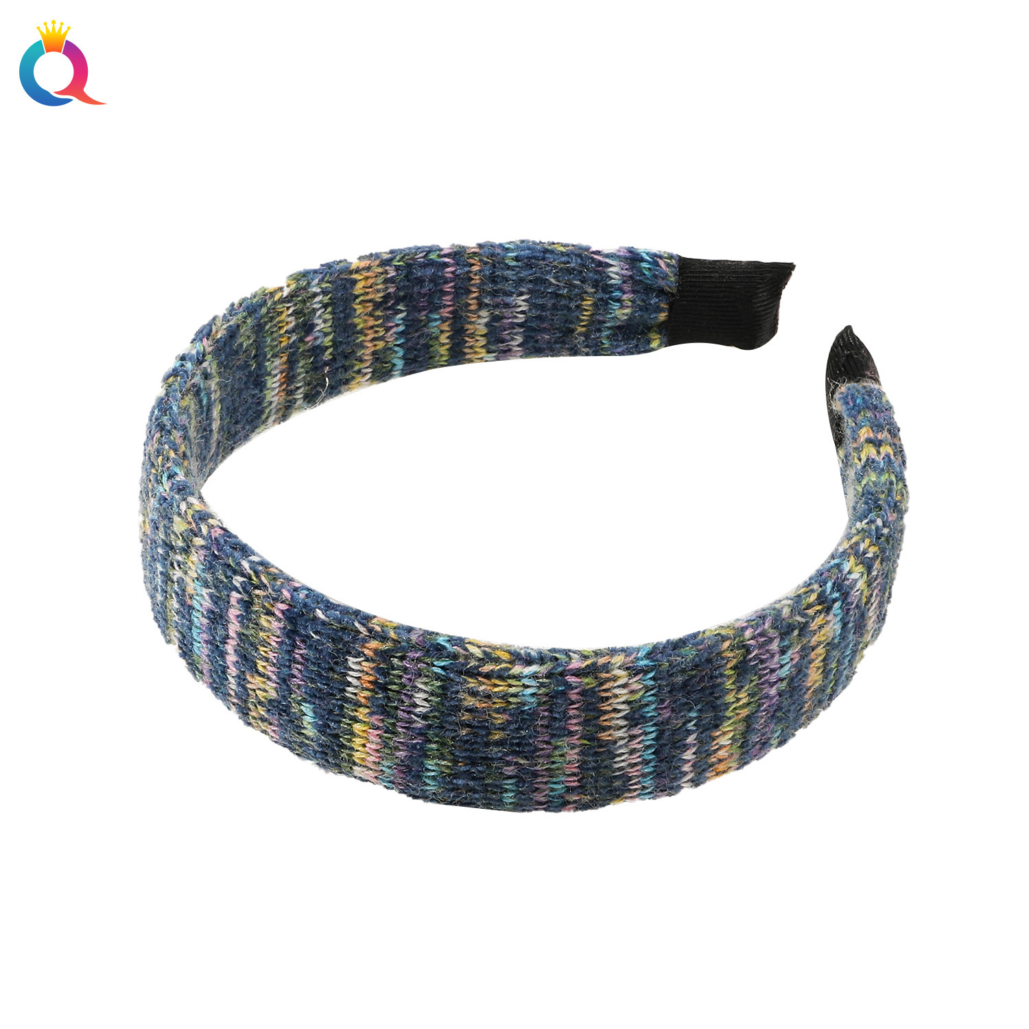 Qiyue Cross-border Woven Bright Silk plush High Skull top hairband, high-end knitted woolen hair hole headband and hair accessory wholesale Item Picture