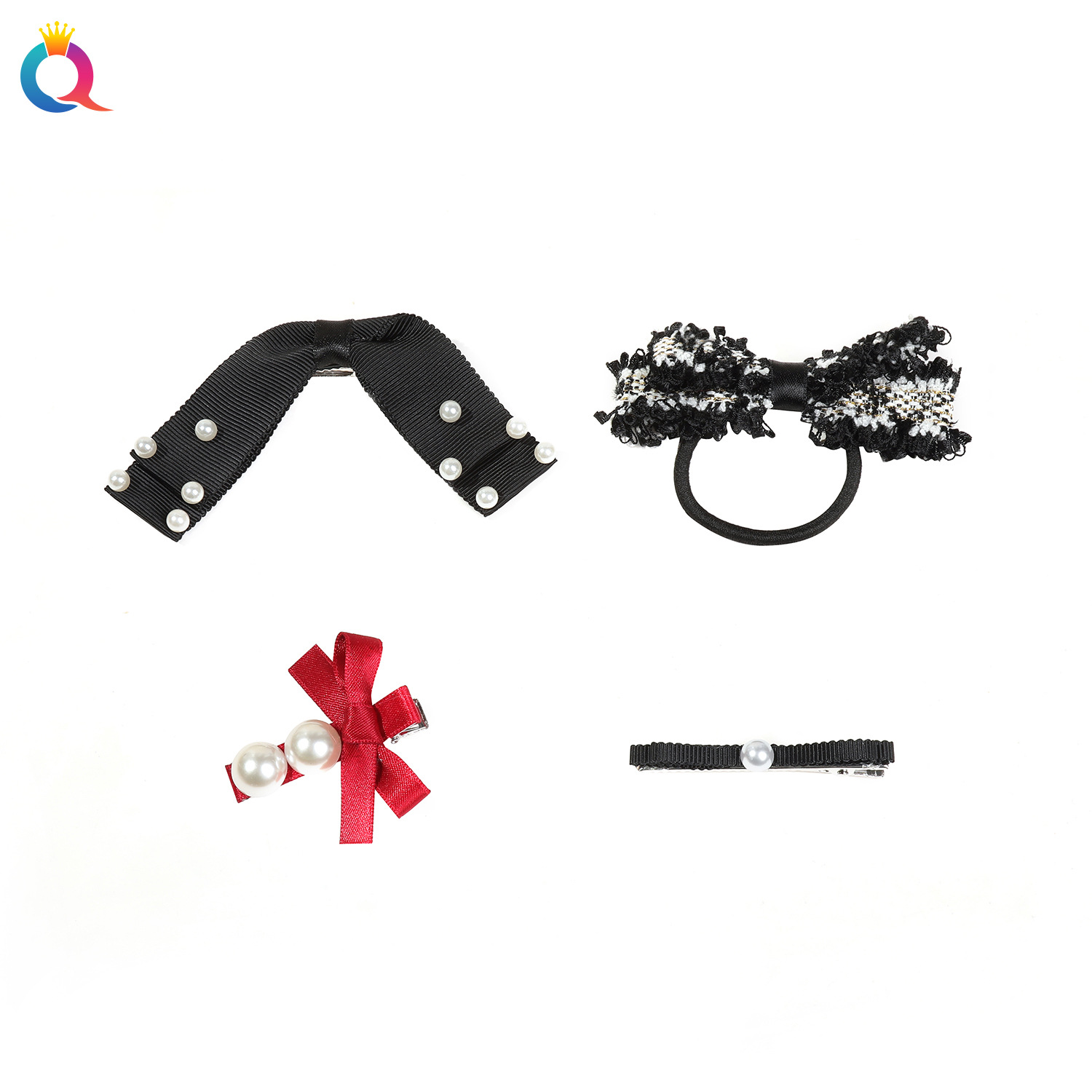 Qiyue Xiaoxiangfeng Ribbon Bow hair clips, versatile women's side hair clips, bangs clips, duckbill clips, hair accessories wholesale Item Picture