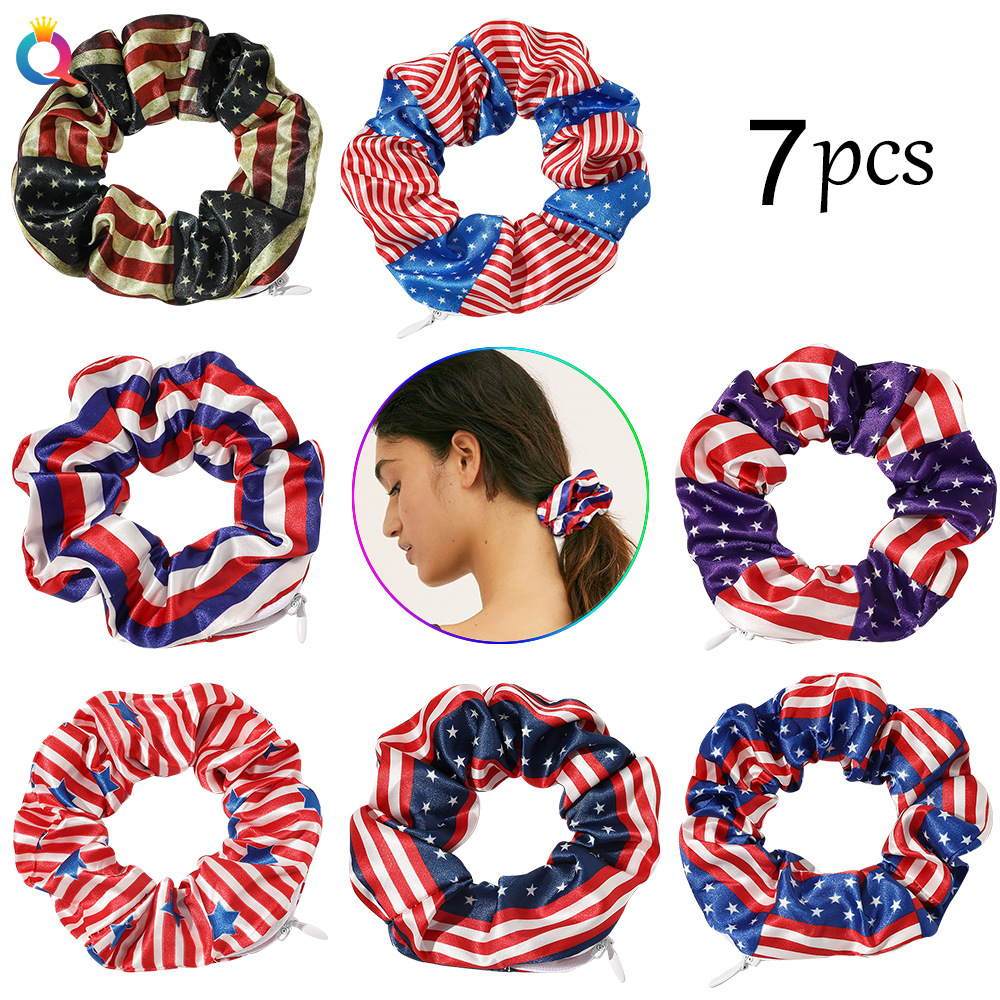 Qiyue European and American printed pattern Ding zipper Large Intestine Hair band Cross-border e-commerce Amazon zipper hair band wholesale full figure