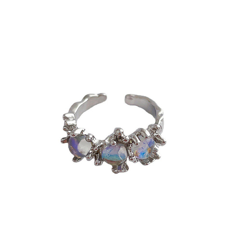 A niche design sense, retro geometric moonstone, light luxury open ring, a unique hip-hop food ring accessory for women on Instagram Item Picture
