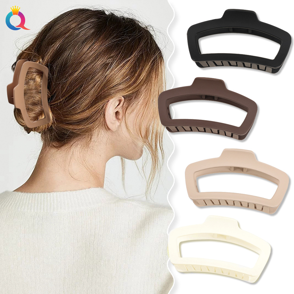 Wholesale of Qiyue coffee-colored hair clips, sweet hair accessories, shark clips, large fan-shaped hair clips, headwear, and high-end updo hair clips details Picture