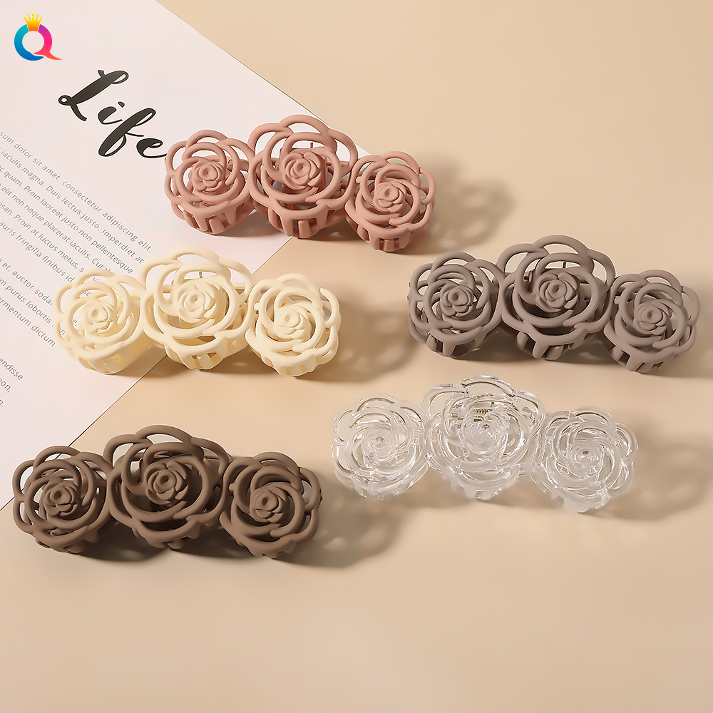 Qiyue Korean-style rose-shaped hair clips, large shark clips, unique back head updo hair clips, claw clips, hair accessories for women full figure