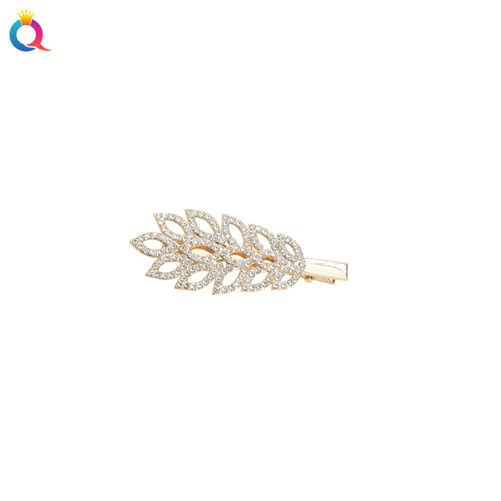 Qiyue water diamond hair clips, metal hair clips, high-end feel, duckbill clips, diamond-encrusted side bangs clips, hair accessories and head accessories wholesale Item Picture
