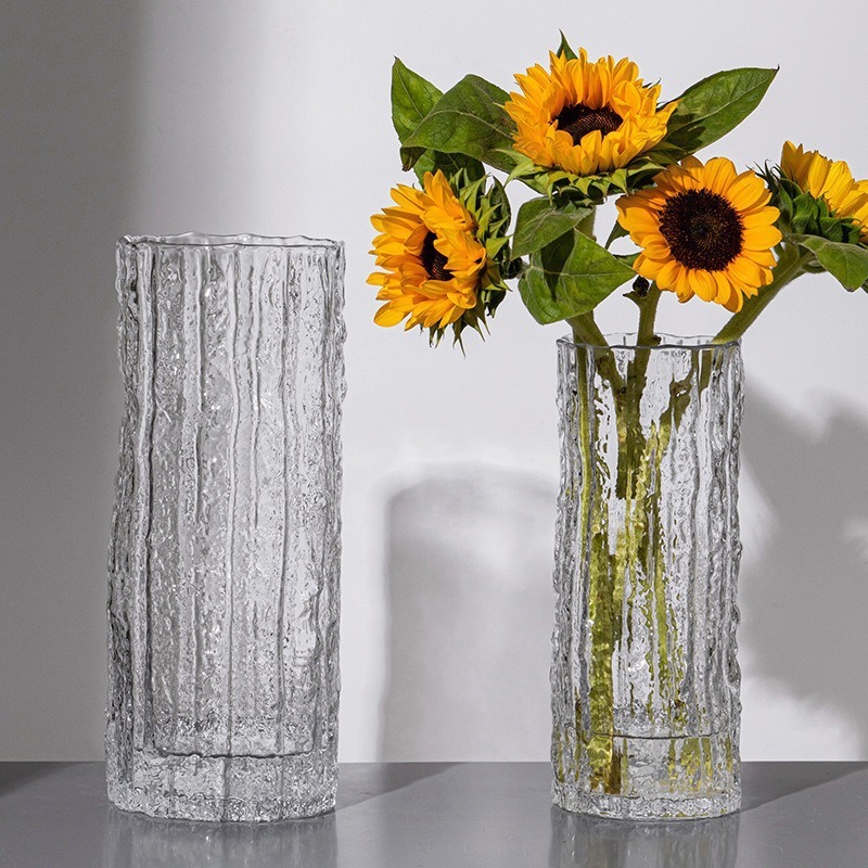 Ins-style high-end home light luxury hydroponic vase, glass transparent flower arrangement, rose fresh flower, living room dining table decoration Specification drawing