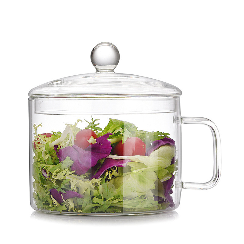 Open flame electric ceramic stove, instant noodle bowl, household tableware, microwave bowl, heat-resistant covered glass bowl, transparent salad bowl, cross-border Item Picture