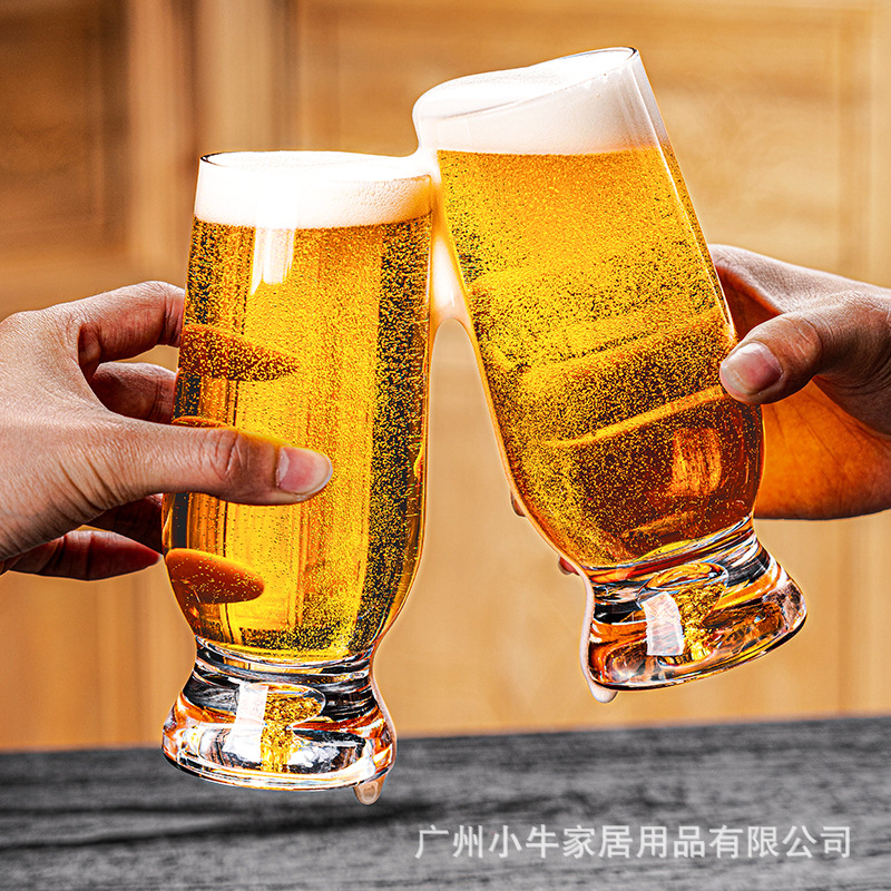 Light luxury high-end gold foil crystal glass beer mug, KTV bar home large-capacity wheat waist craft brewing cup Specification drawing
