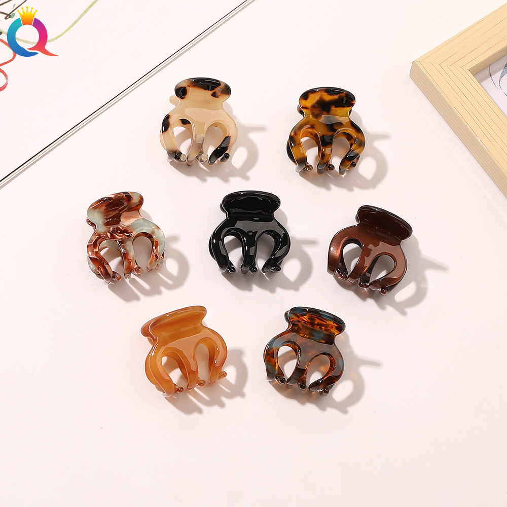 Qiyue Amazon Cross-border Acetic Acid 3cm small pumpkin grab clip, small ponytail tie, shark clip, hair clip and headwear wholesale details Picture