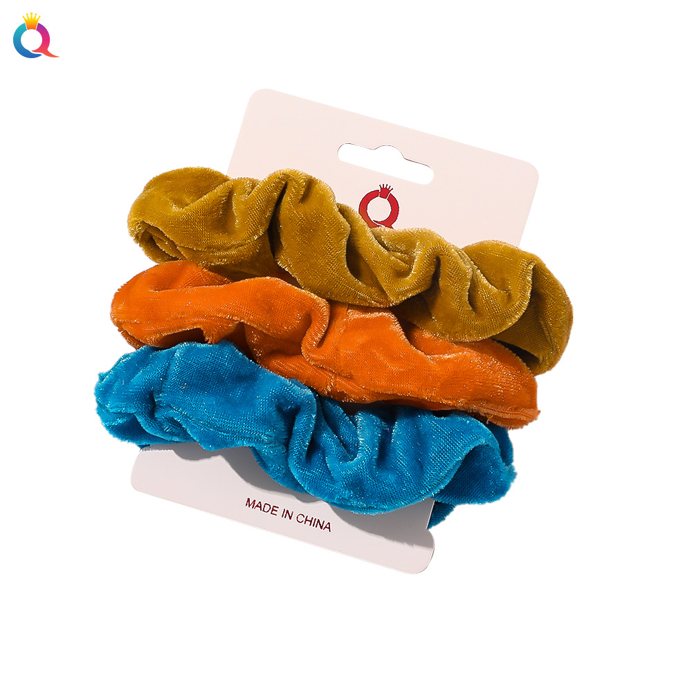Qiyue's new autumn and winter velvet three-color set large intestine hair band: Simple and fashionable hair band large intestine hair band accessory Item Picture