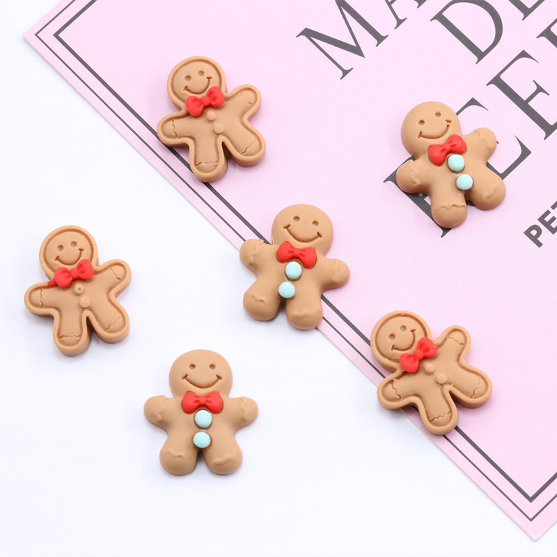 Cartoon Christmas gingerbread man resin accessories, keychains, phone cases, diy materials, cream glue accessories, ornaments and accessories details Picture