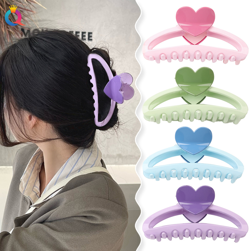 Qiyue Cross-border Simple hollowed-out heart-shaped hair clips, shark clips, high-end back head updo and grappling clips, hair accessories wholesale details Picture