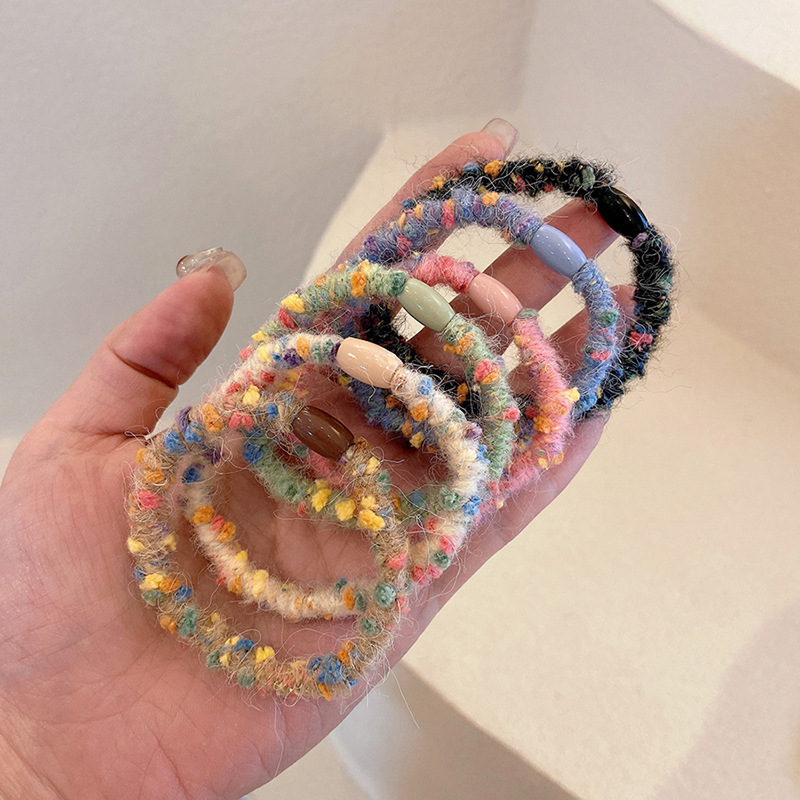Christmas colorful polka dot hair ties, small chanel-style knitted hair bands, high-elasticity hair ties wholesale, hair tie, Korean style Application Scenario