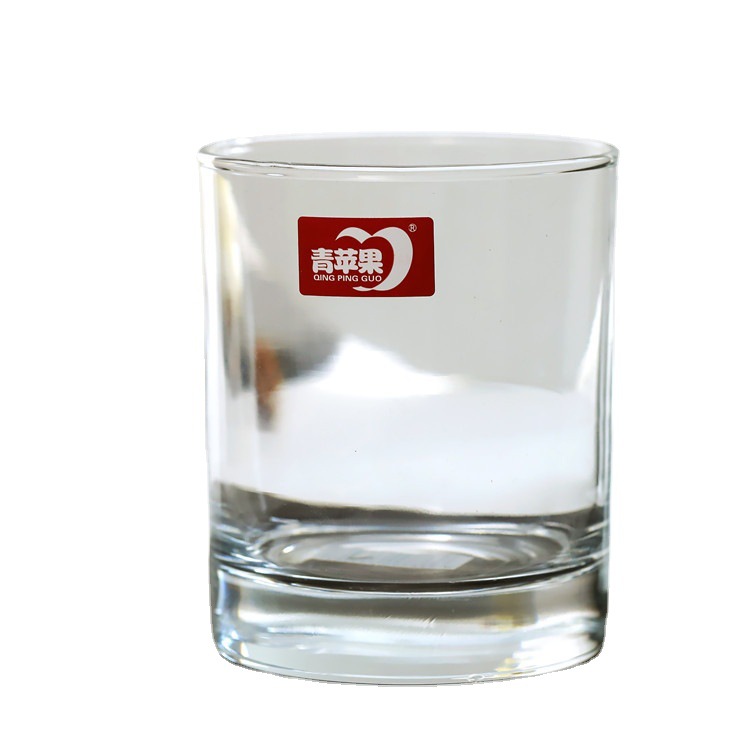 Green apple transparent glass straight water cup, heat-resistant glass cup, classical cup, whisky cup wholesale with logo printing Item Picture